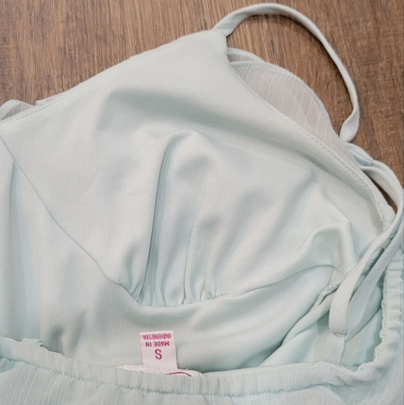 CANDIES, Ombre Ruffle Spaghetti Strap Tank, Small, Blue Tones 100% Polyester - Picture 8 of 8